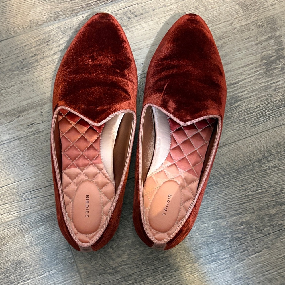 Birdies The Heron Velvet Loafers in Cinnamon size 8.5 - LIKE NEW